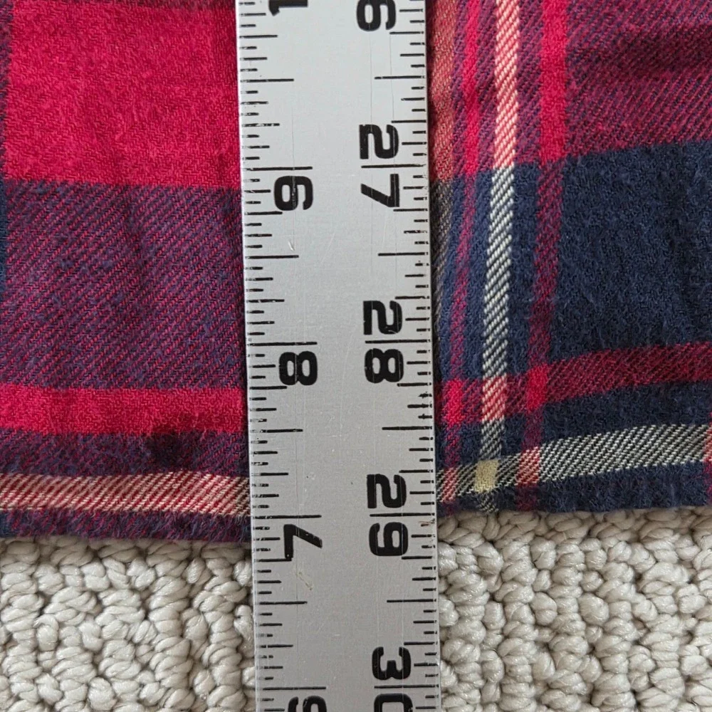J. Crew Flannel Shirt Slim Fit Button Down Red Plaid Cotton Mens Large L‎